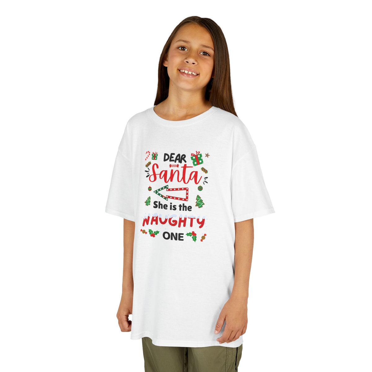 Dear Santa, She is the Naughty One - Youth/Kids Heavy Cotton Tee