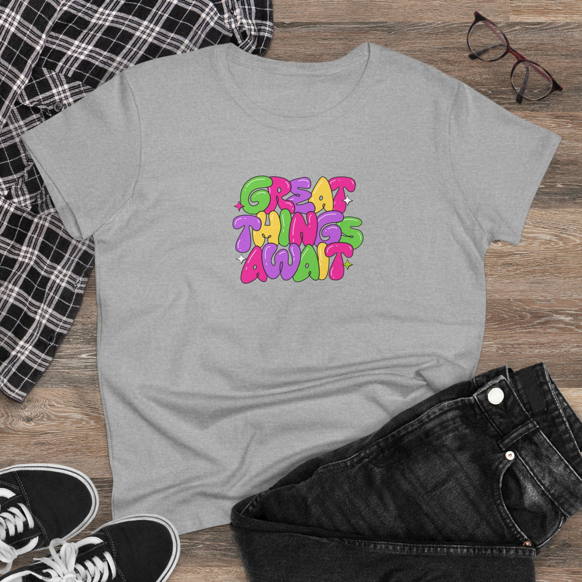 Great things await - Women's Midweight Cotton Tee