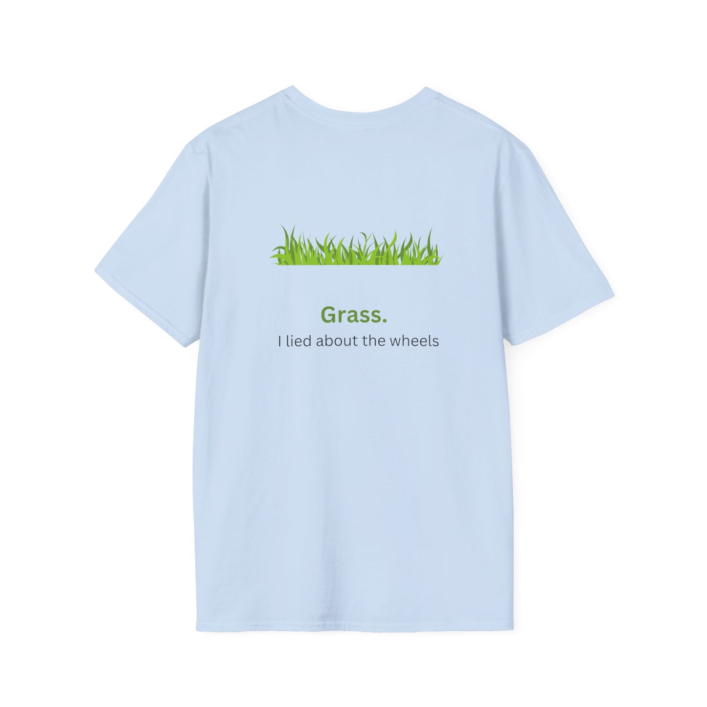 What's green and has wheels? - Funny - Unisex Softstyle T-Shirt