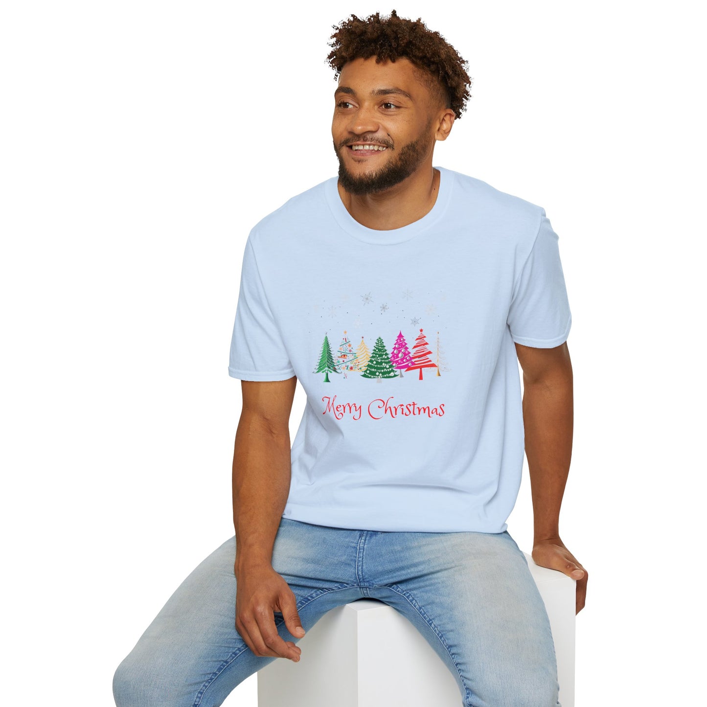 Colourful Christmas Trees - Unisex Softstyle T-Shirt