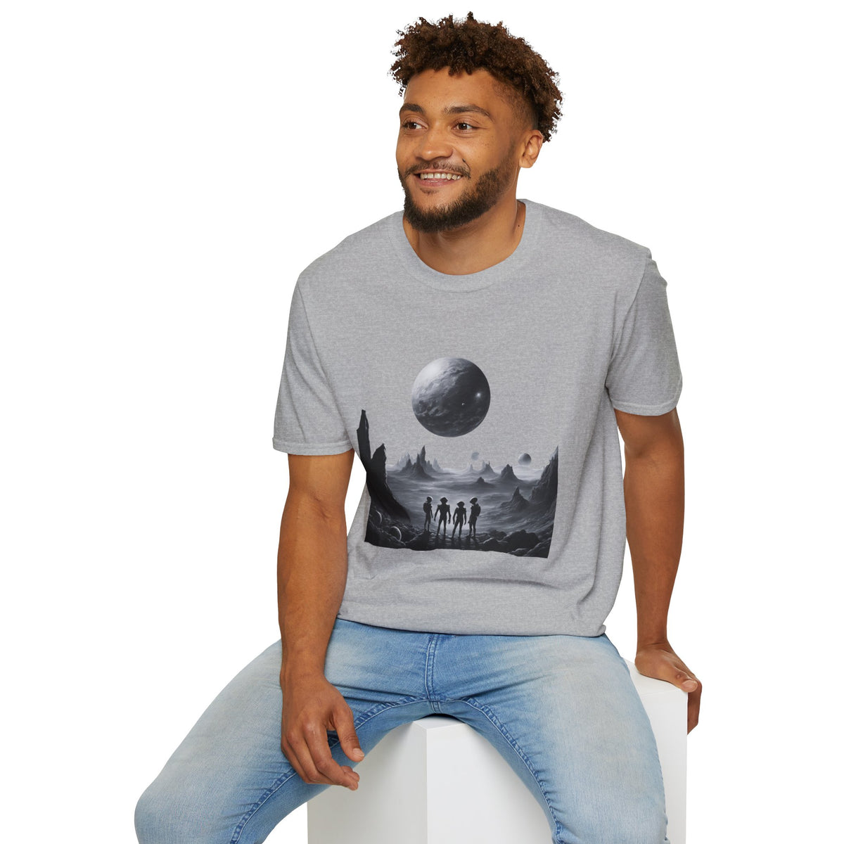 Alien moonscape - Statement Graphic - Unisex Softstyle T-Shirt