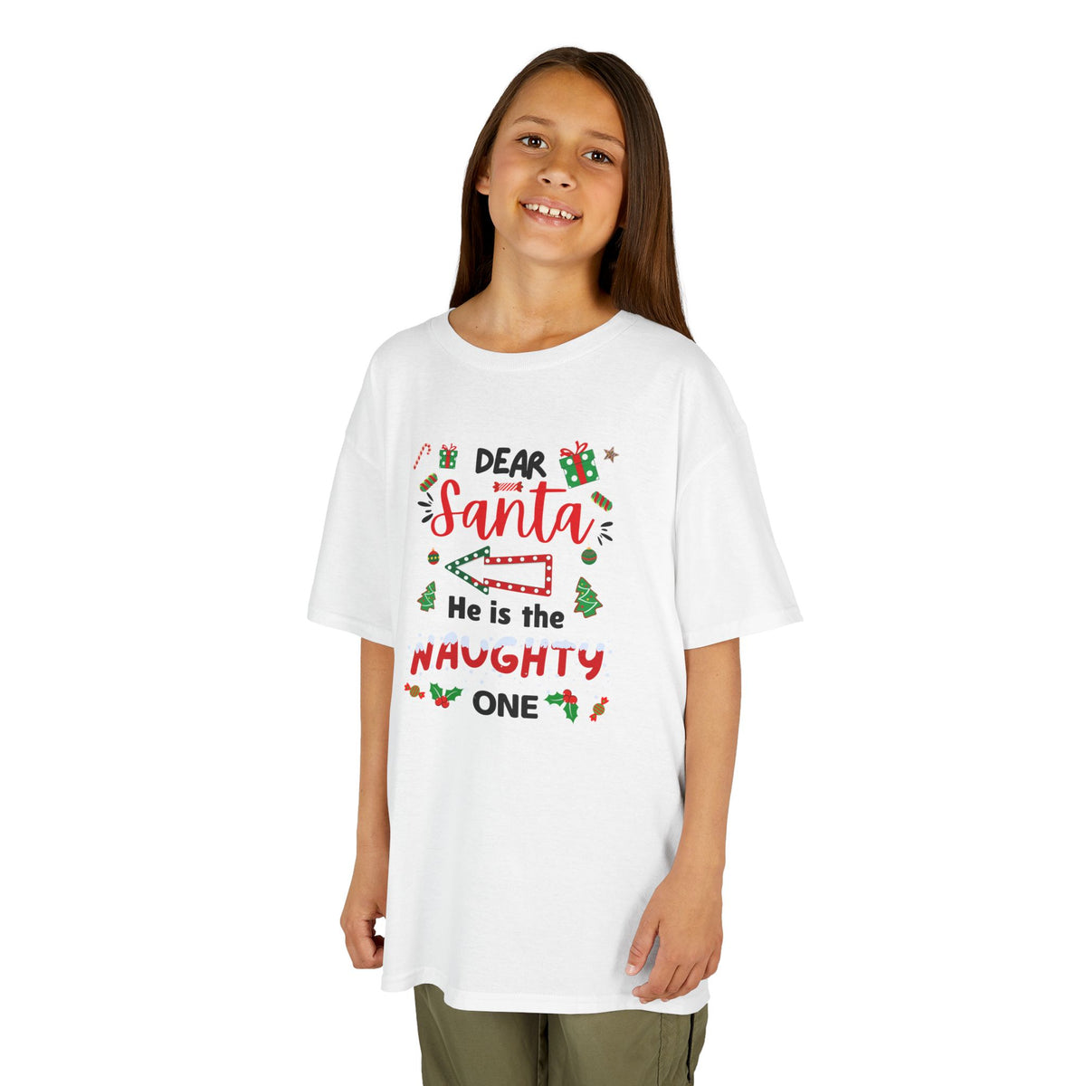 Dear Santa, He is the Naughty One - Youth/Kids Heavy Cotton Tee