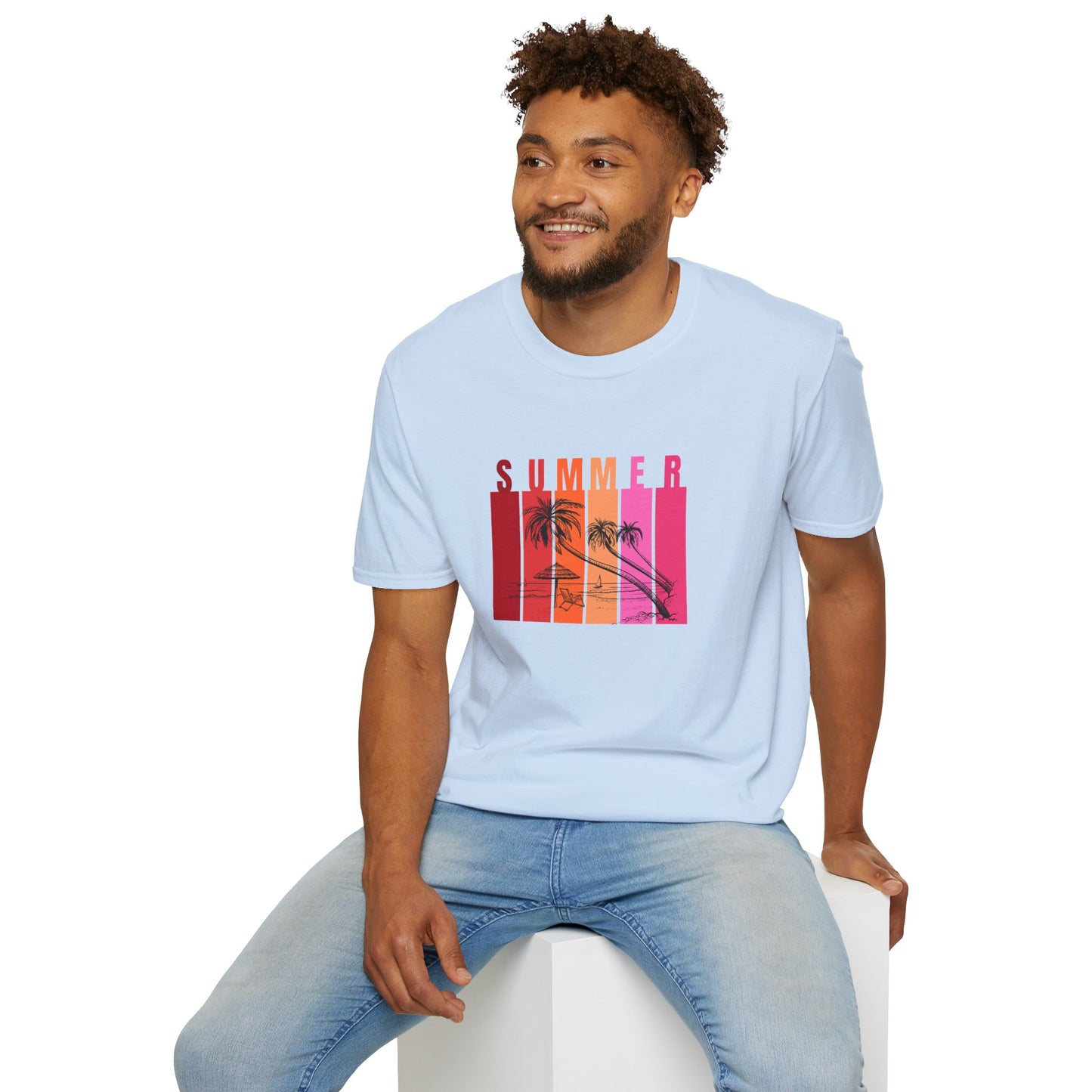 Summer (red bars) - Unisex Softstyle T-Shirt