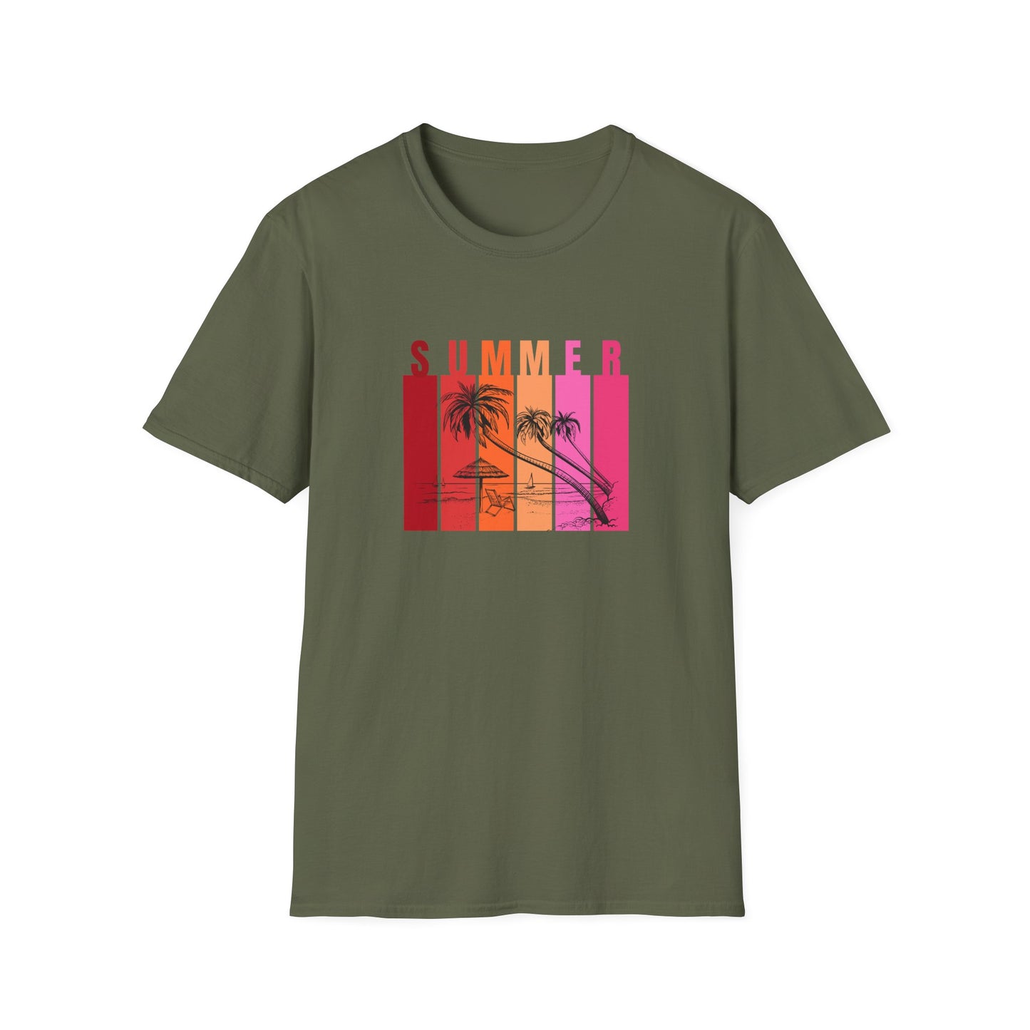 Summer (red bars) - Unisex Softstyle T-Shirt
