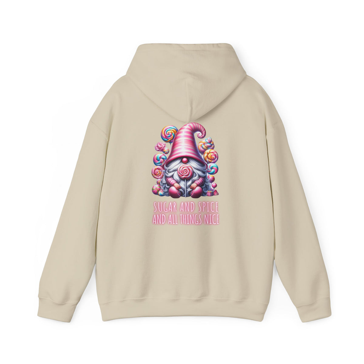 Sugar and Spice and all things nice (printed on back) - Gnome - Unisex Heavy Blend™ Hooded Sweatshirt