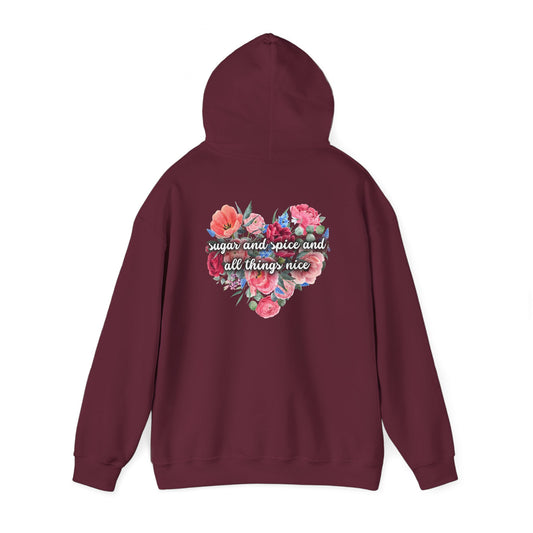 Sugar and Spice and all things nice (printed on back) - Unisex Heavy Blend™ Hooded Sweatshirt