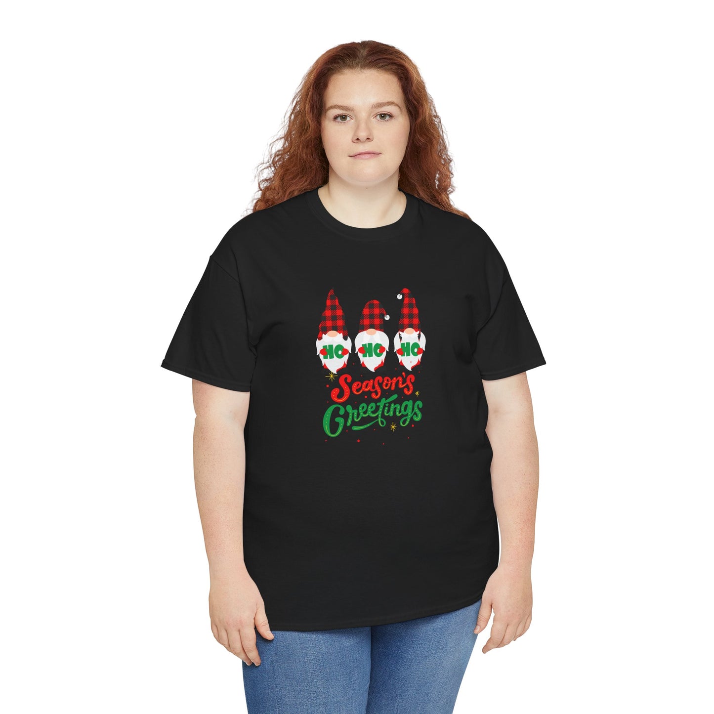3 Gnomes Seasons Greetings Christmas - Unisex Heavy Cotton Tee