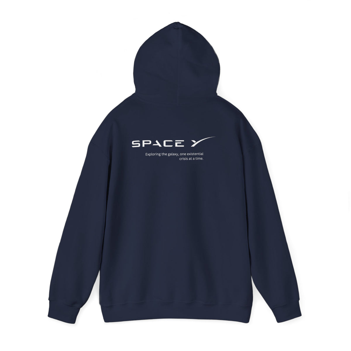 Space Y - exploring the galaxy one existential crisis at a time (printed on back) - Modern Vibes - Unisex Heavy Blend™ Hooded Sweatshirt