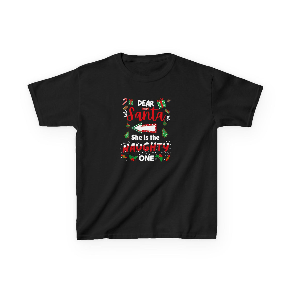 Dear Santa, She is the Naughty One - Youth/Kids Heavy Cotton Tee