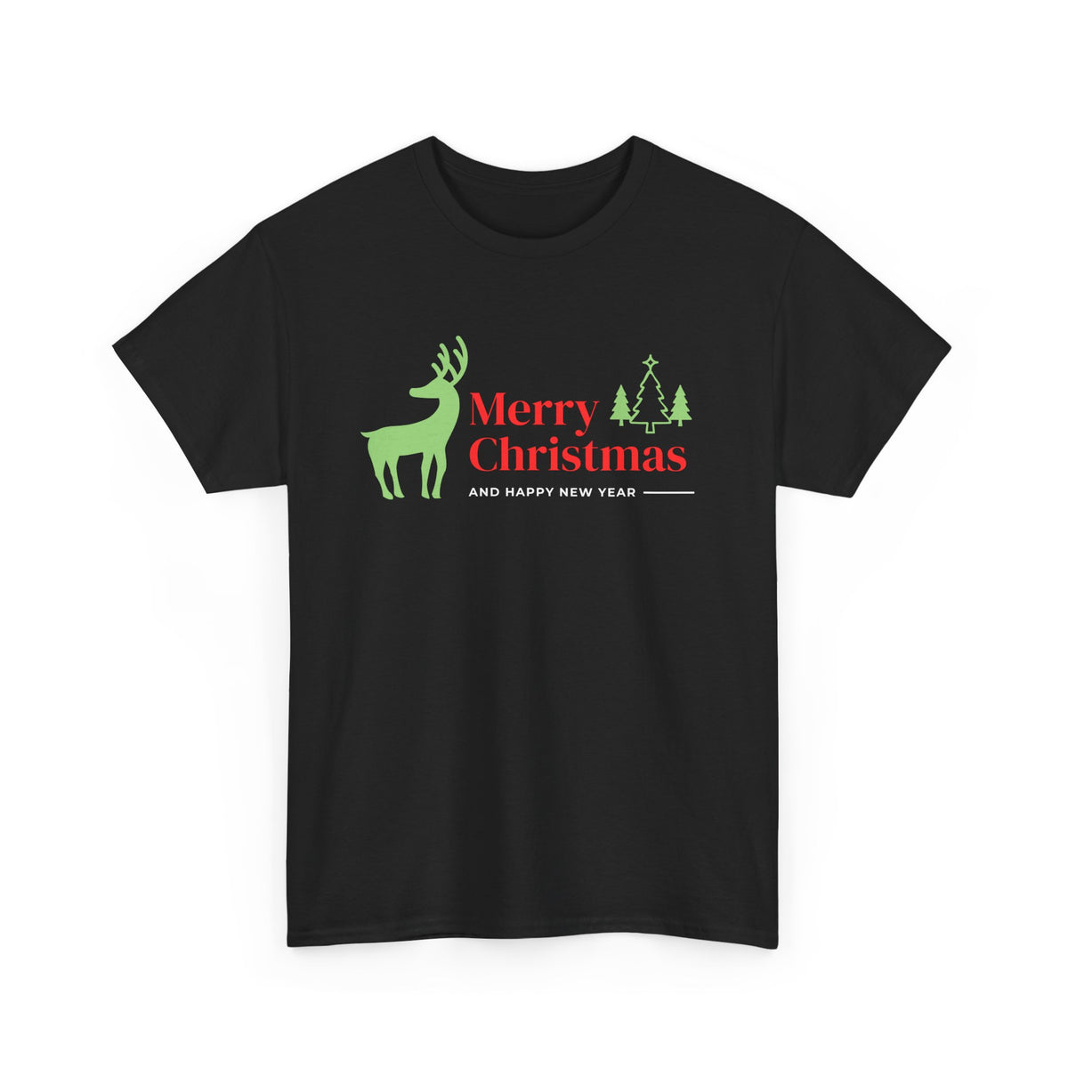 Merry Christmas Deer - Unisex Heavy Cotton Tee