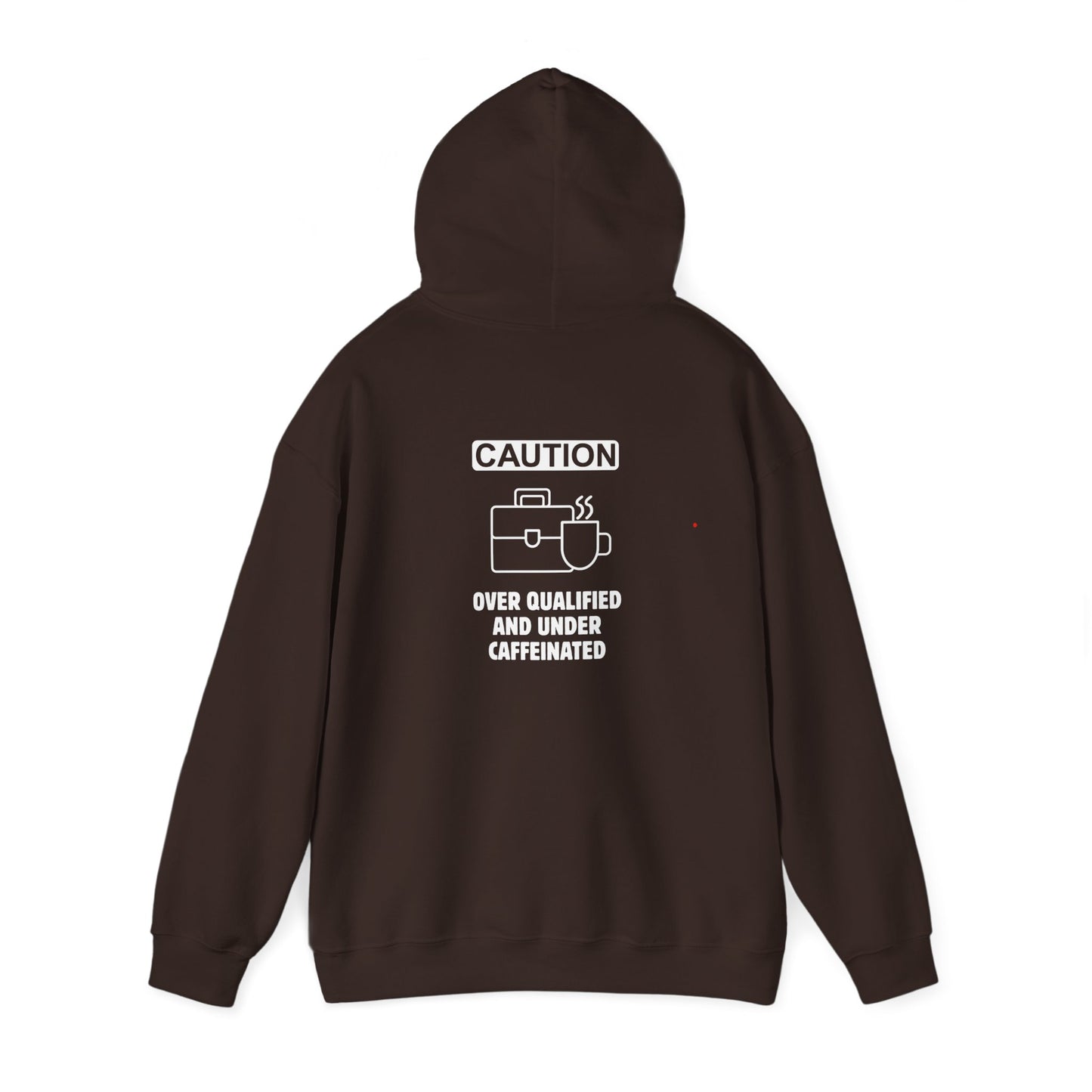 Over qualified, Under caffeinated (printed on back) - Modern Vibes - Unisex Heavy Blend™ Hooded Sweatshirt