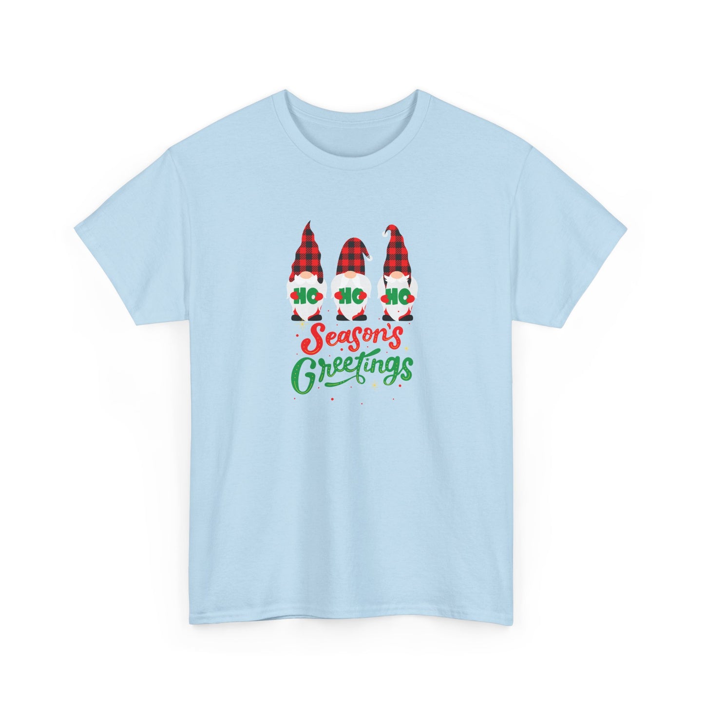 3 Gnomes Seasons Greetings Christmas - Unisex Heavy Cotton Tee
