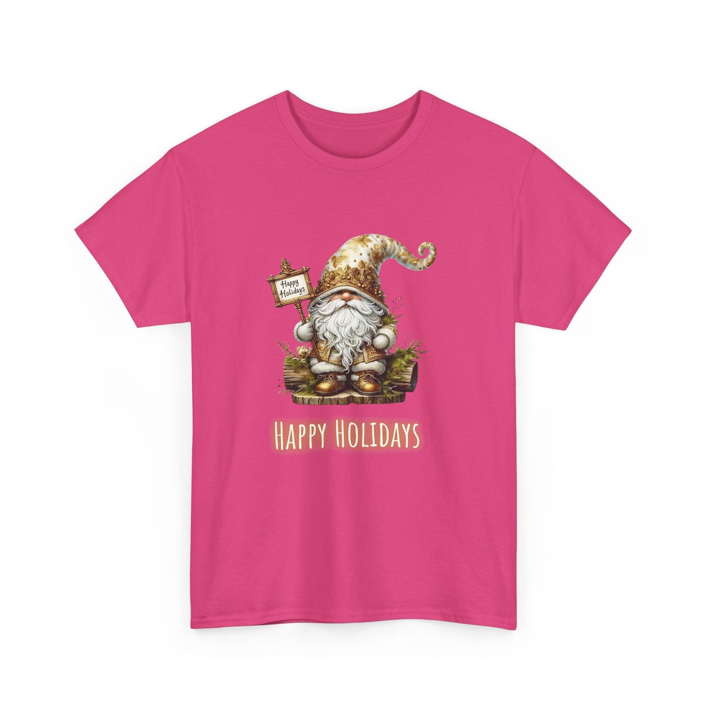 Happy Holidays Gold Gnome - Unisex Heavy Cotton Tee