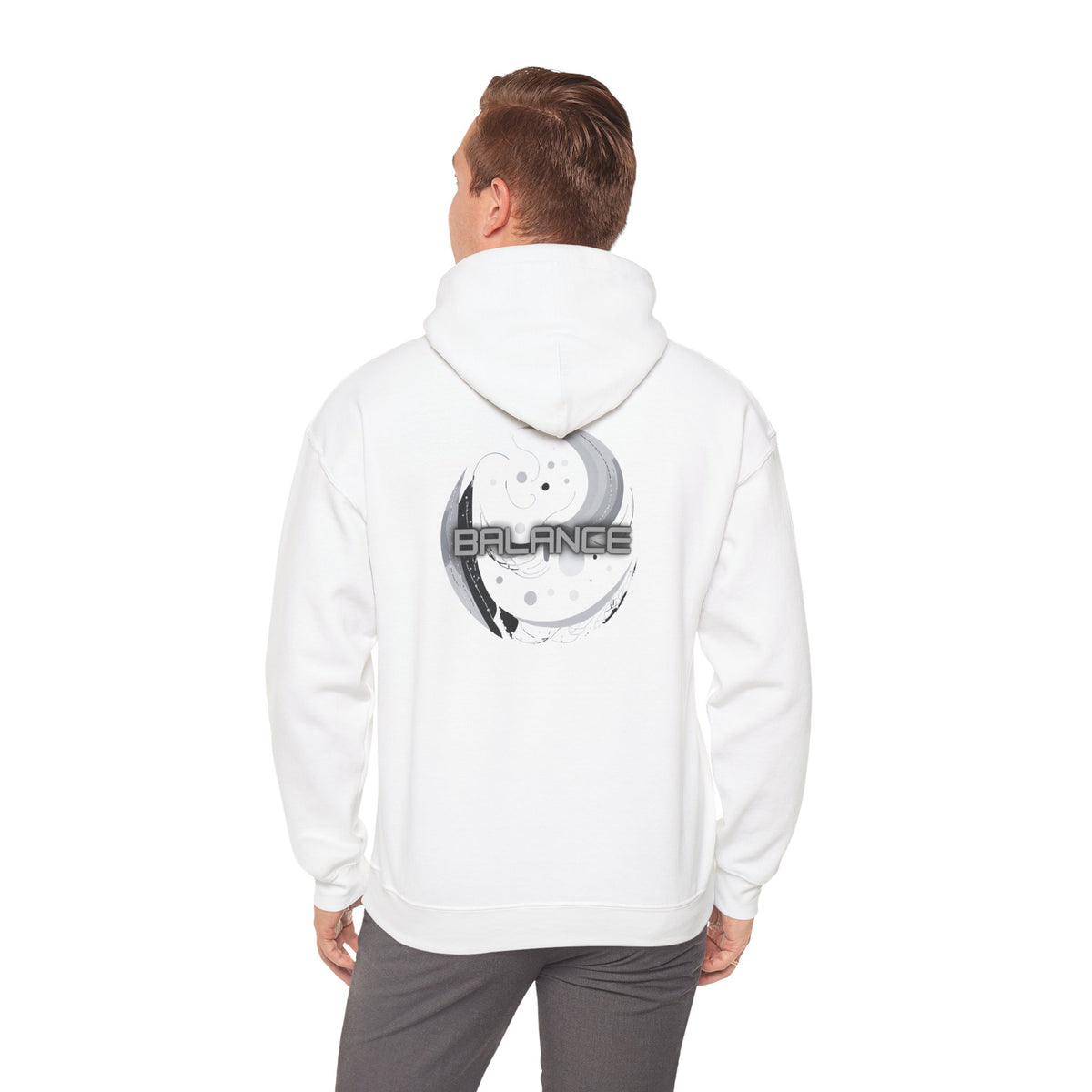 Balance (printed on back) - Statement Graphic - Unisex Heavy Blend™ Hooded Sweatshirt