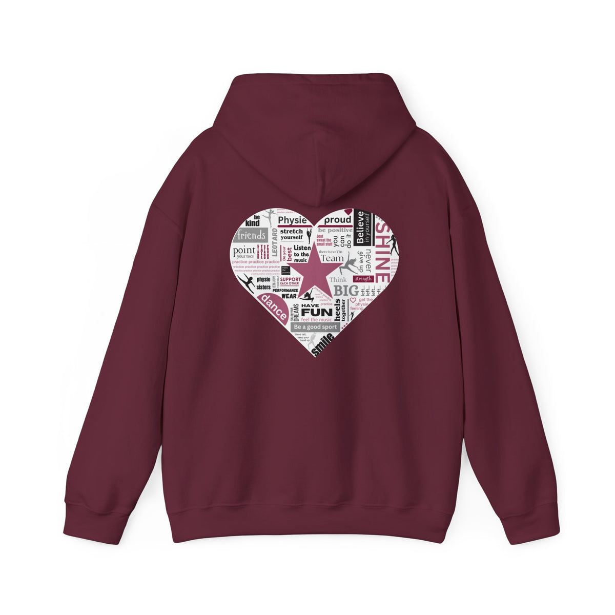 Physie heart (printed on back) - Dance/Gym - Unisex Heavy Blend™ Hooded Sweatshirt