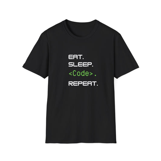 Eat Sleep Code Repeat - Tech - Unisex Softstyle T-Shirt