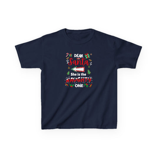 Dear Santa, She is the Naughty One - Youth/Kids Heavy Cotton Tee