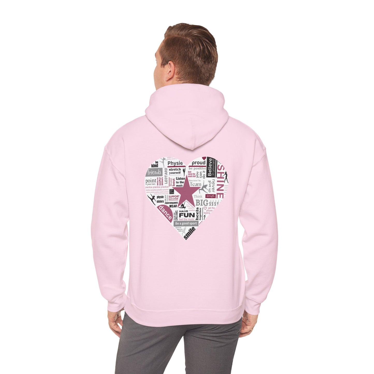 Physie heart (printed on back) - Dance/Gym - Unisex Heavy Blend™ Hooded Sweatshirt