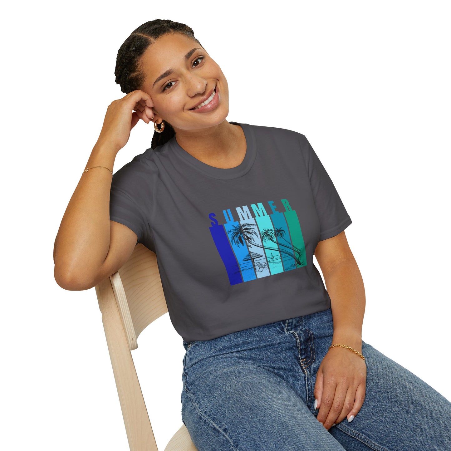 Summer (blue bars) - Unisex Softstyle T-Shirt