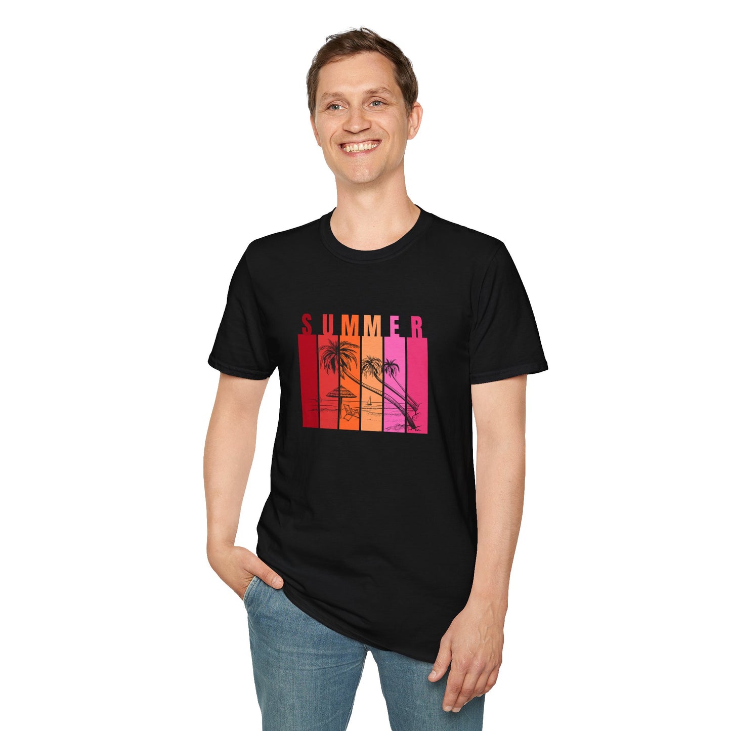 Summer (red bars) - Unisex Softstyle T-Shirt