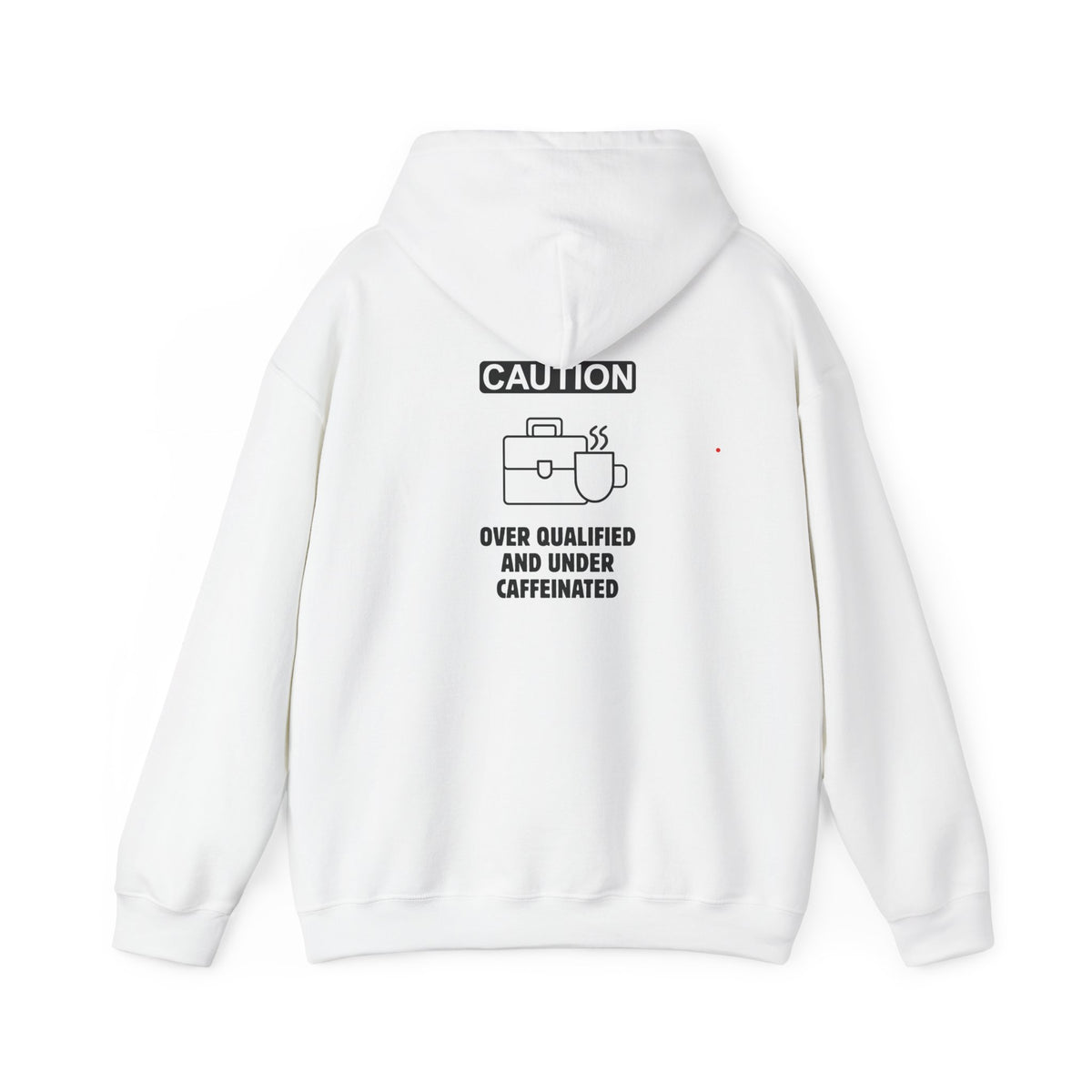 Over qualified, Under caffeinated (printed on back) - Modern Vibes - Unisex Heavy Blend™ Hooded Sweatshirt