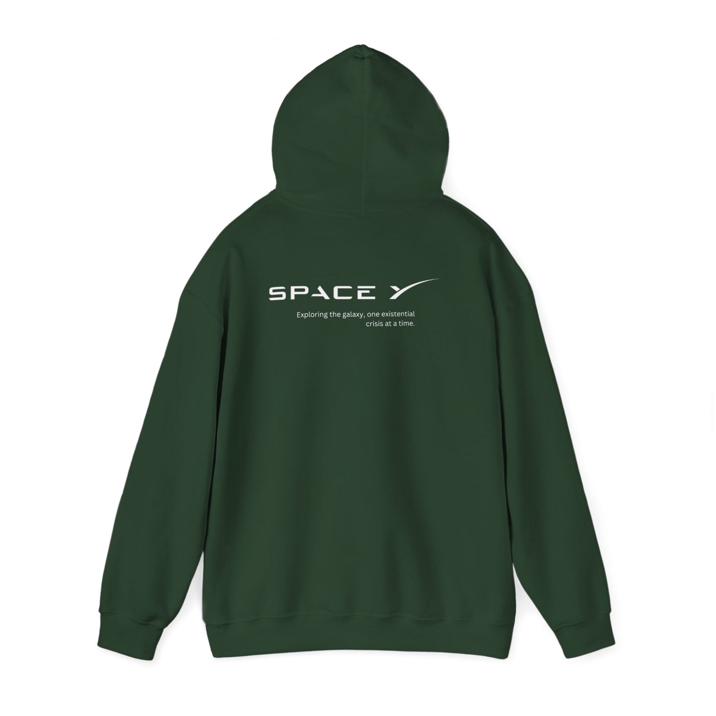Space Y - exploring the galaxy one existential crisis at a time (printed on back) - Modern Vibes - Unisex Heavy Blend™ Hooded Sweatshirt