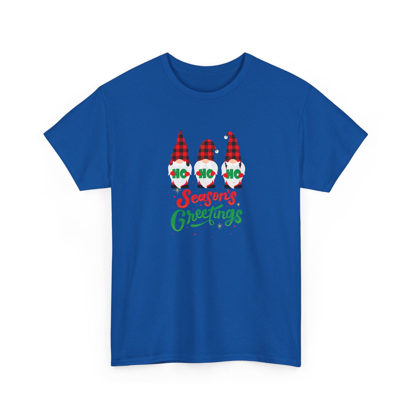 3 Gnomes Seasons Greetings Christmas - Unisex Heavy Cotton Tee