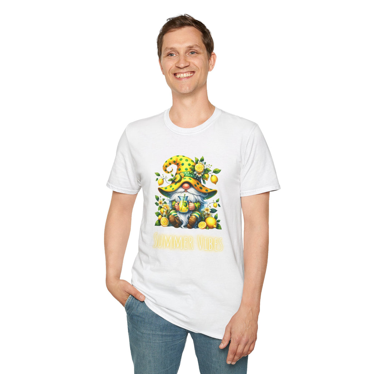 Summer Vibes Lemonade Gnome - Unisex Softstyle T-Shirt