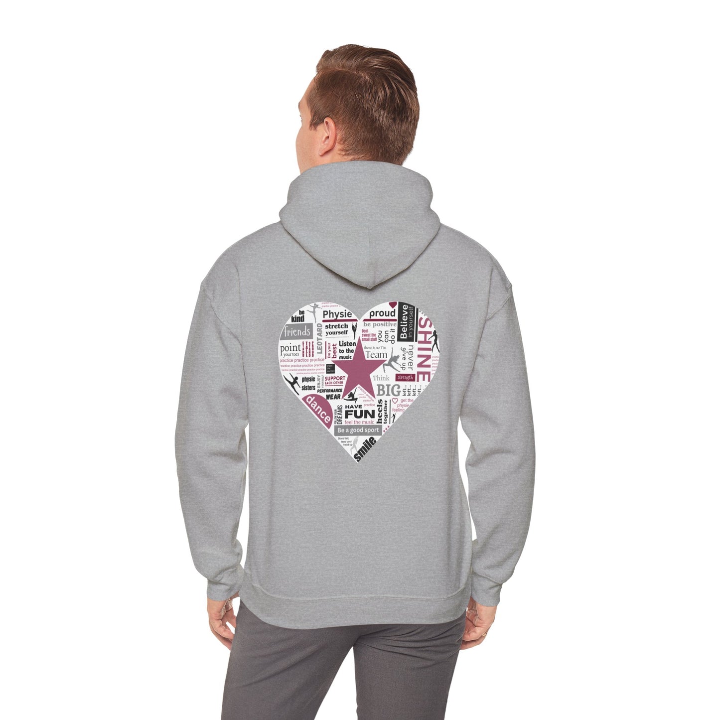 Physie heart (printed on back) - Dance/Gym - Unisex Heavy Blend™ Hooded Sweatshirt