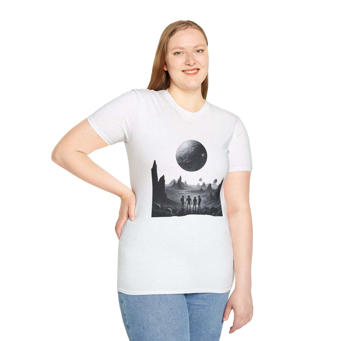 Alien moonscape - Statement Graphic - Unisex Softstyle T-Shirt
