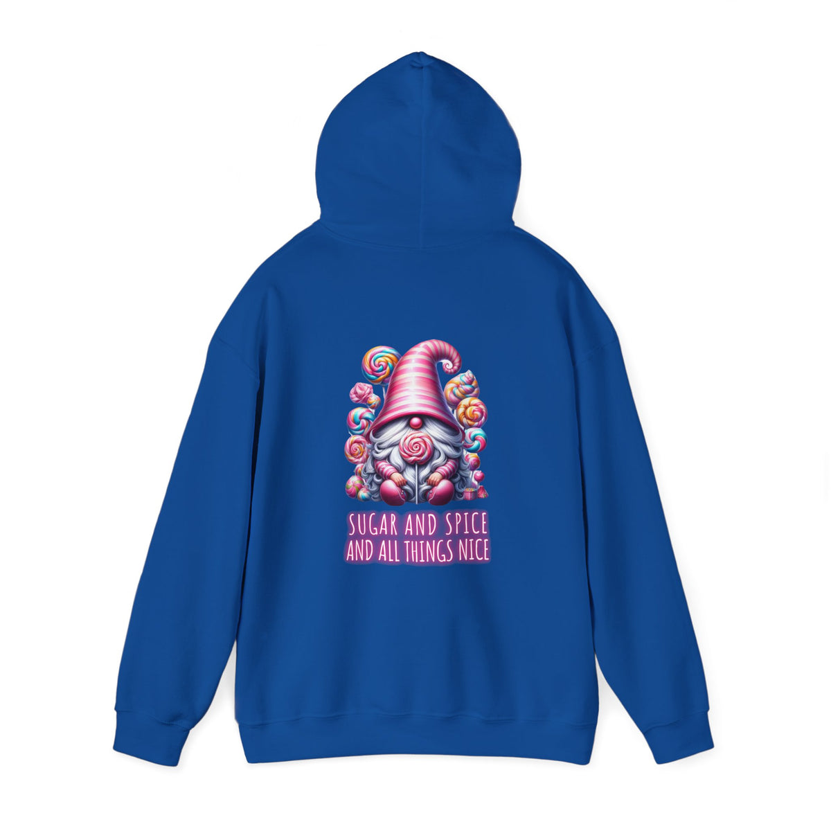 Sugar and Spice and all things nice (printed on back) - Gnome - Unisex Heavy Blend™ Hooded Sweatshirt