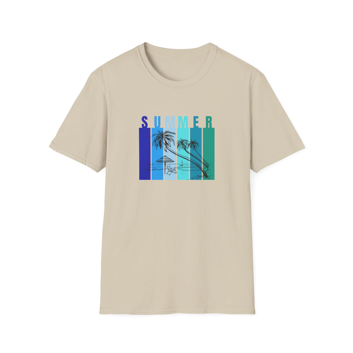Summer (blue bars) - Unisex Softstyle T-Shirt