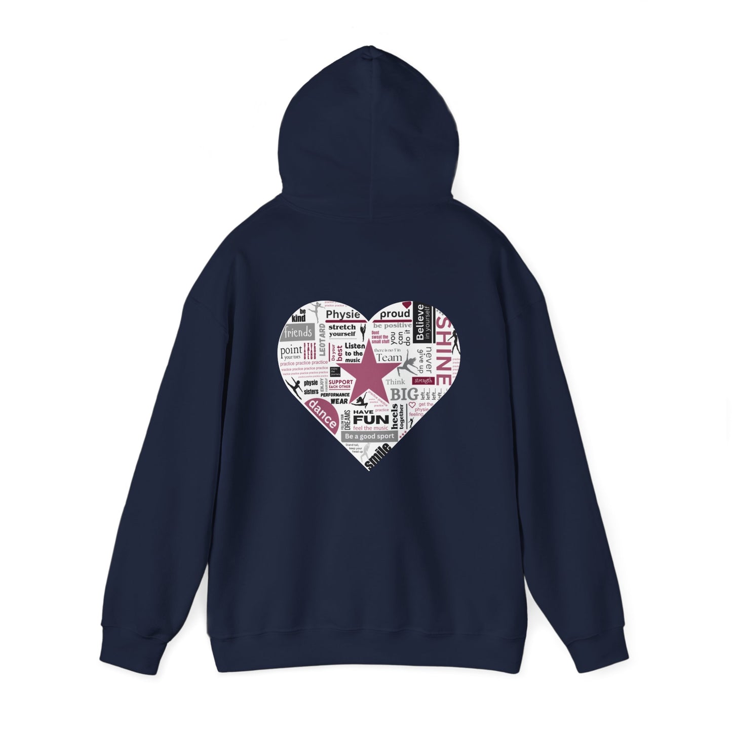 Physie heart (printed on back) - Dance/Gym - Unisex Heavy Blend™ Hooded Sweatshirt