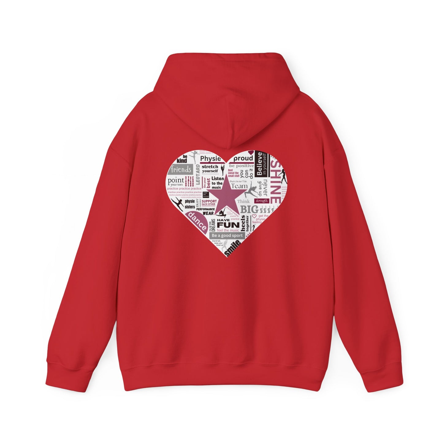 Physie heart (printed on back) - Dance/Gym - Unisex Heavy Blend™ Hooded Sweatshirt