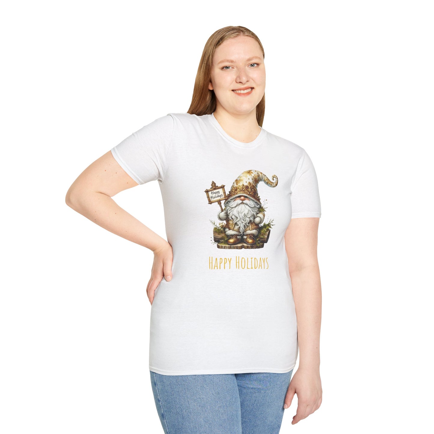 Happy Holidays (gnome) - Christmas- Unisex Softstyle T-Shirt