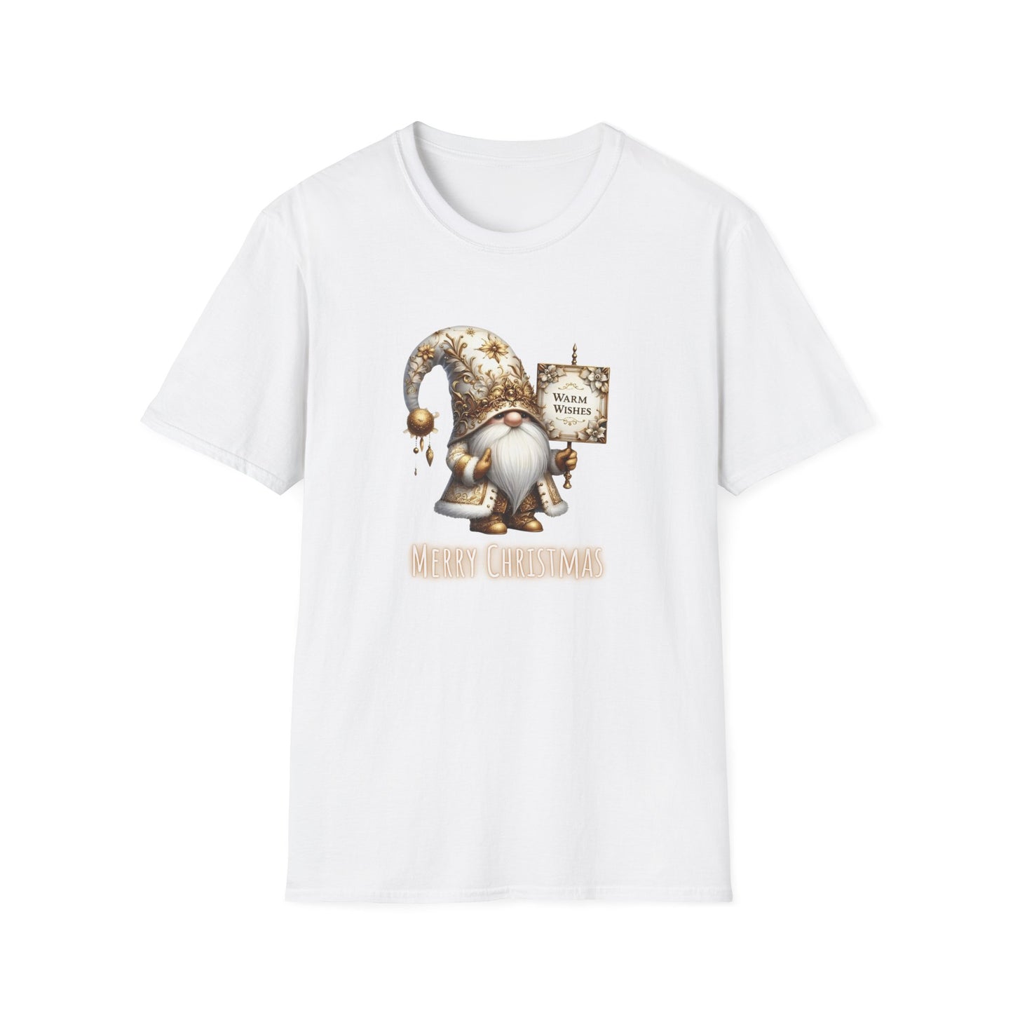 Merry Christmas Gold Gnome - Unisex Softstyle T-Shirt