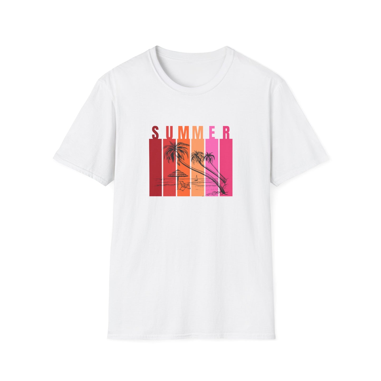 Summer (red bars) - Unisex Softstyle T-Shirt