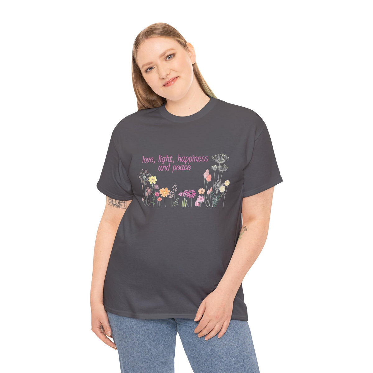 Love, Light, Happiness and Peace - Unisex Heavy Cotton Tee