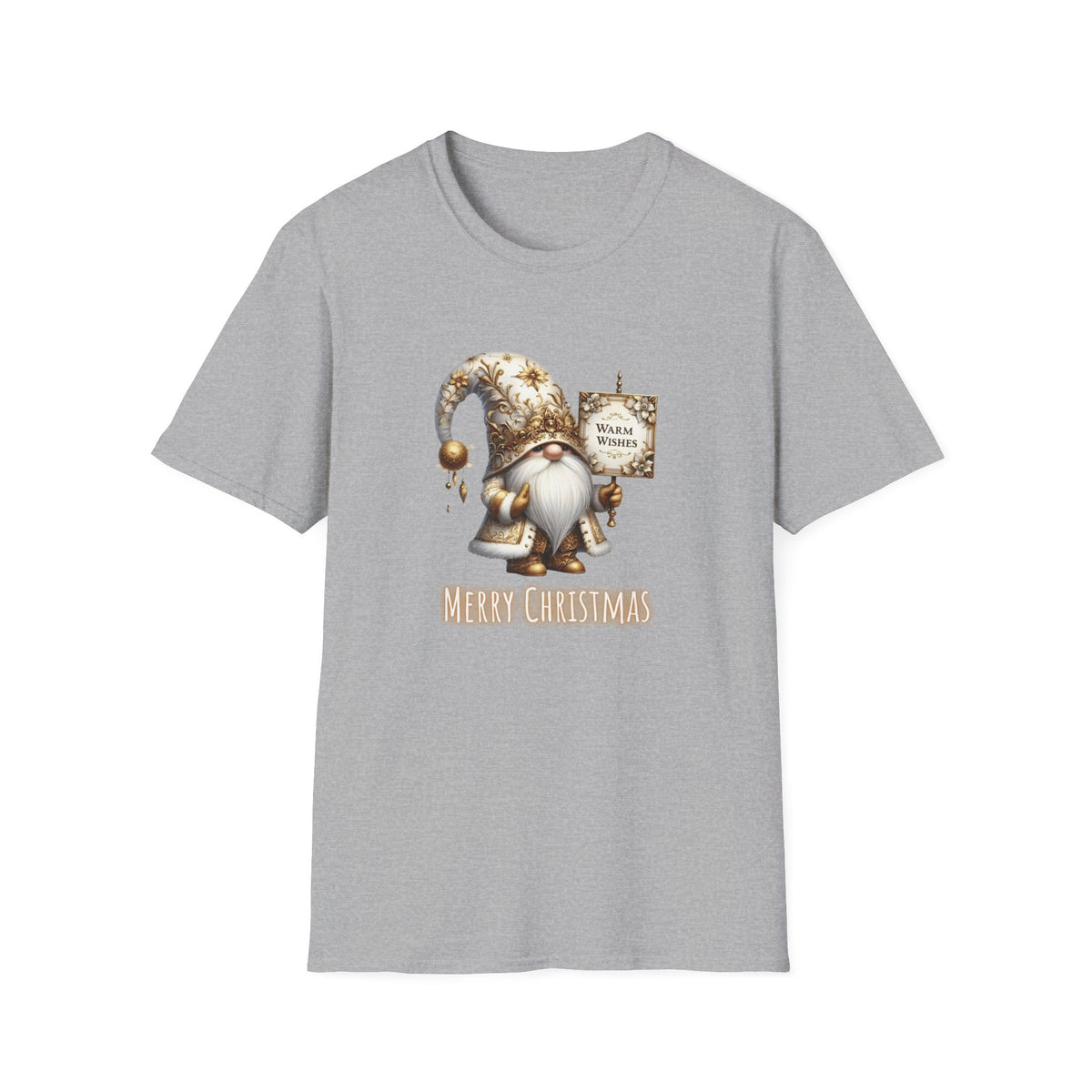 Merry Christmas Gold Gnome - Unisex Softstyle T-Shirt