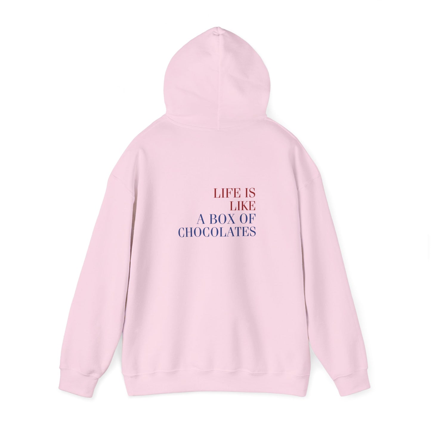 Life is like a box of chocolates (Forest Gump) (printed on back) - Modern Vibes - Unisex Heavy Blend™ Hooded Sweatshirt