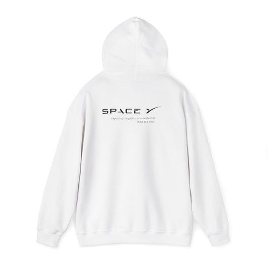 Space Y - exploring the galaxy one existential crisis at a time (printed on back) - Modern Vibes - Unisex Heavy Blend™ Hooded Sweatshirt