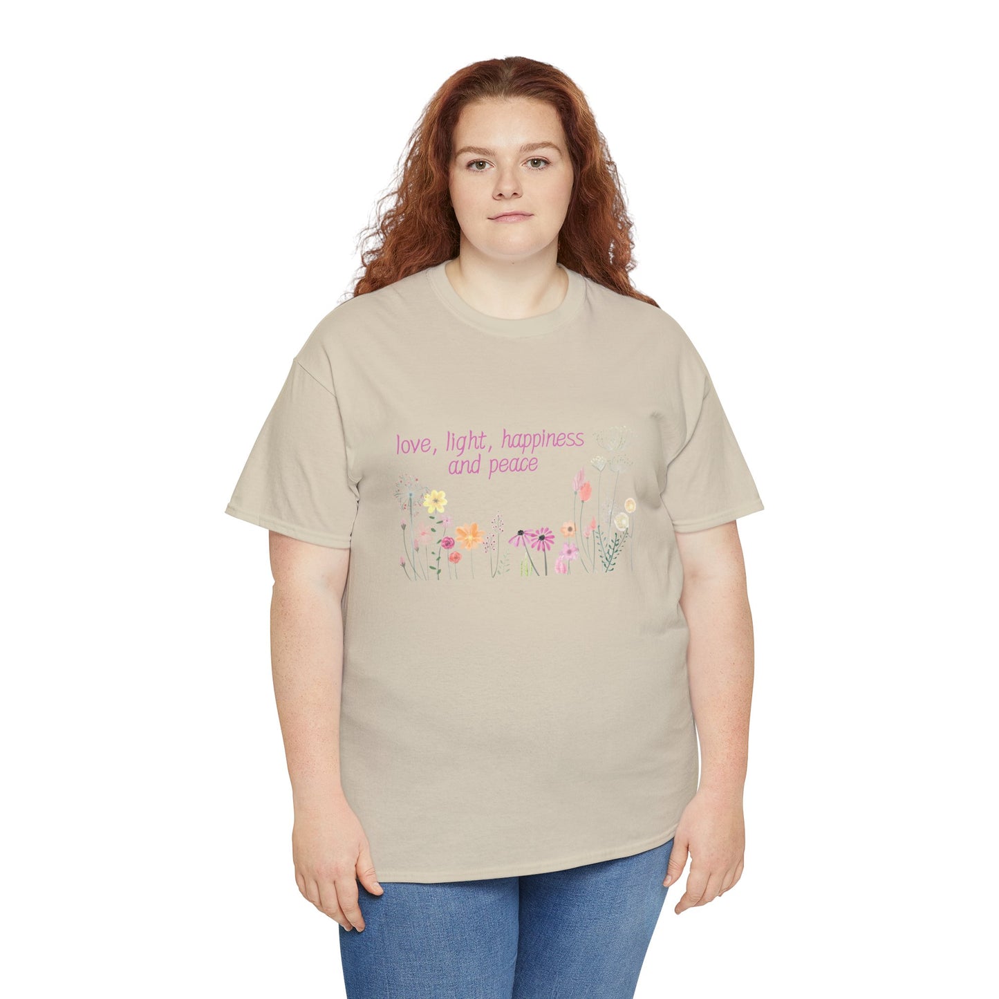 Love, Light, Happiness and Peace - Unisex Heavy Cotton Tee