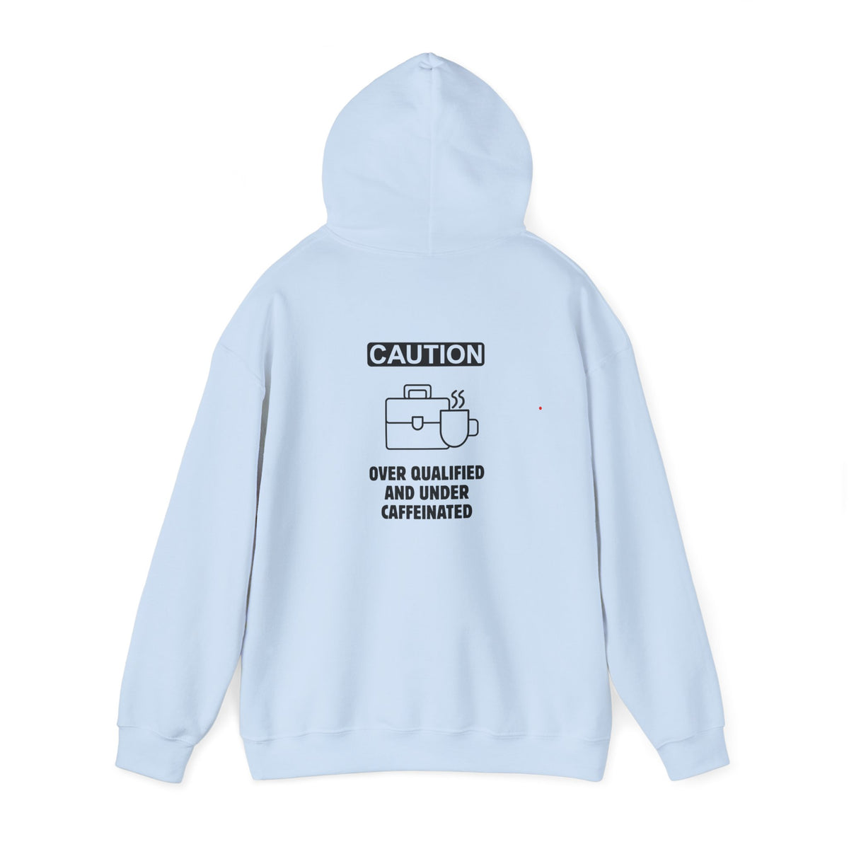 Over qualified, Under caffeinated (printed on back) - Modern Vibes - Unisex Heavy Blend™ Hooded Sweatshirt