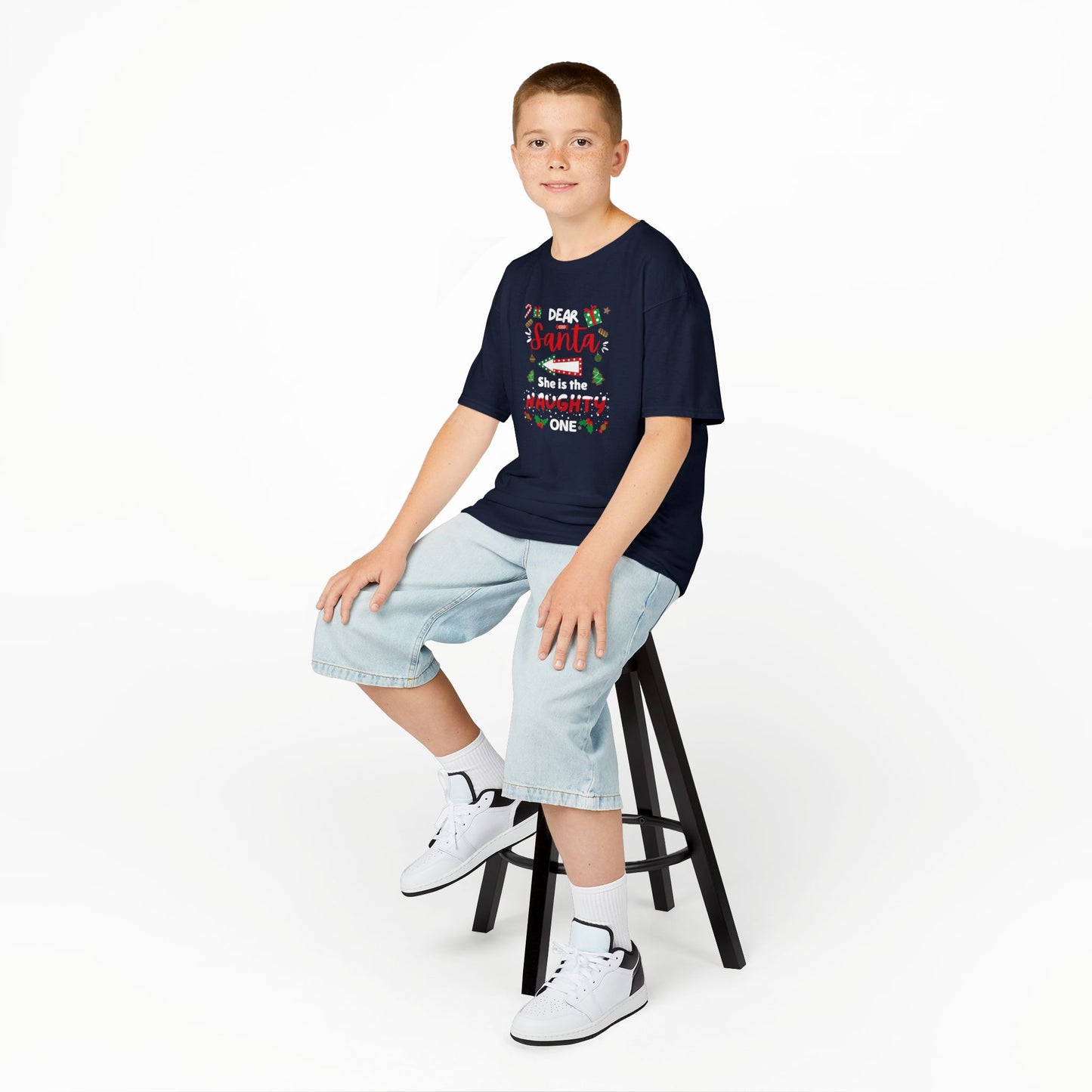 Dear Santa, She is the Naughty One - Youth/Kids Heavy Cotton Tee