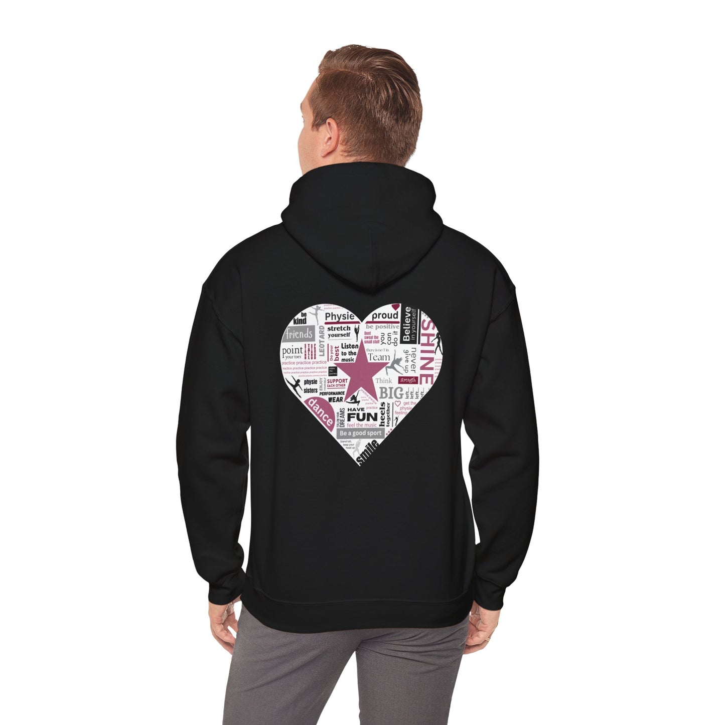 Physie heart (printed on back) - Dance/Gym - Unisex Heavy Blend™ Hooded Sweatshirt