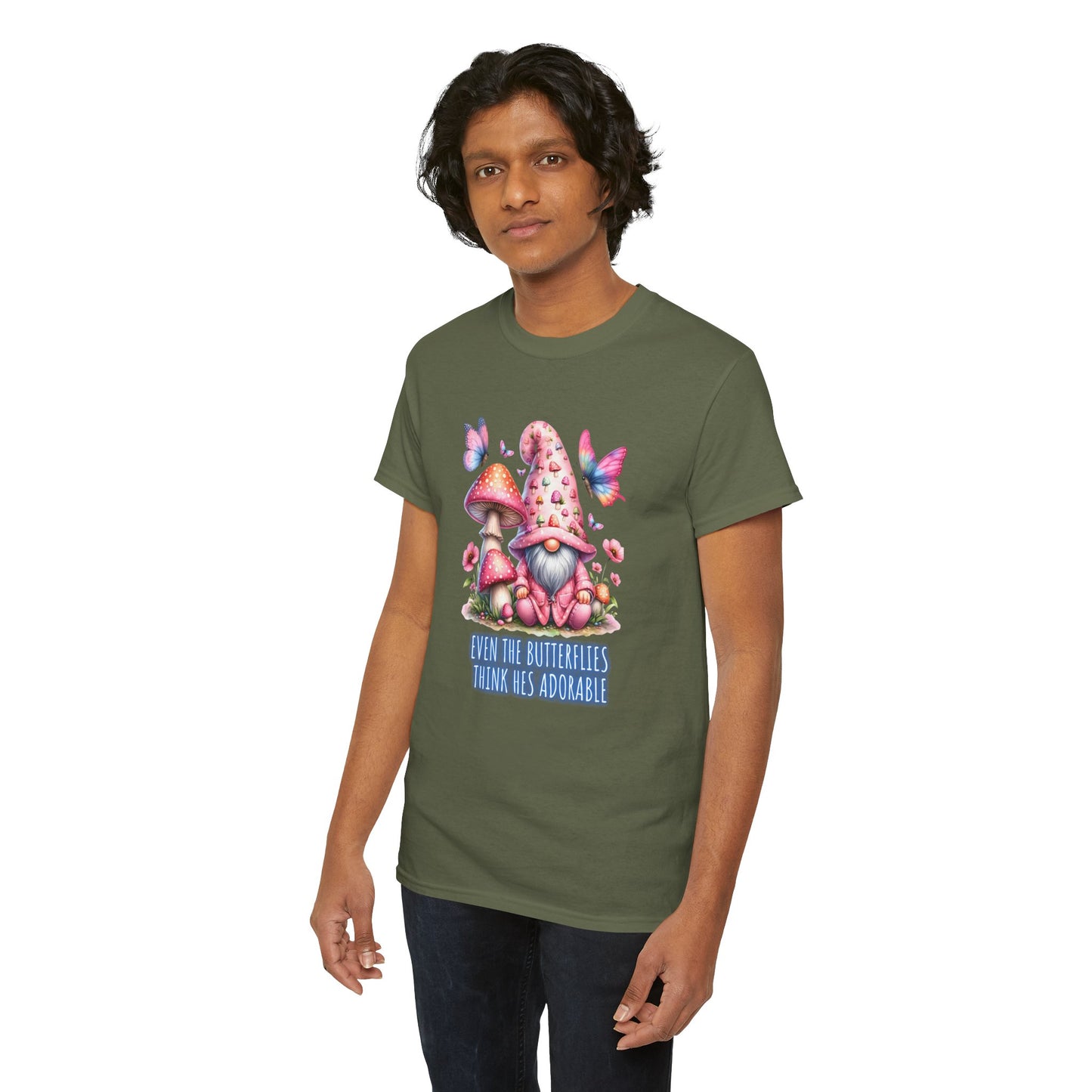 Even the butterflies think he's adorable - Gnome - Unisex Heavy Cotton Tee