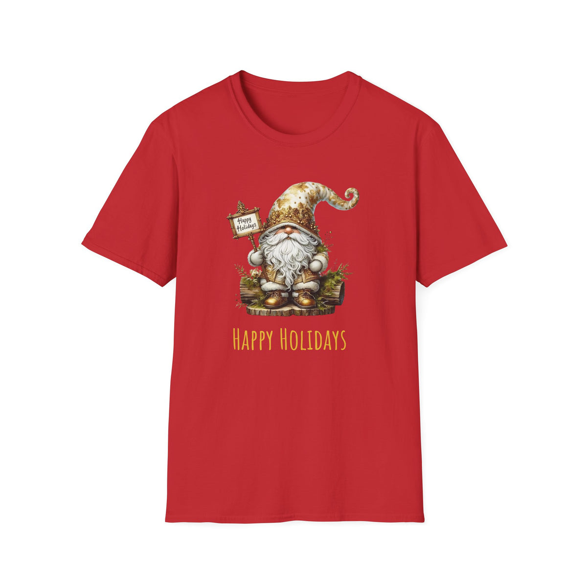 Happy Holidays (gnome) - Christmas- Unisex Softstyle T-Shirt