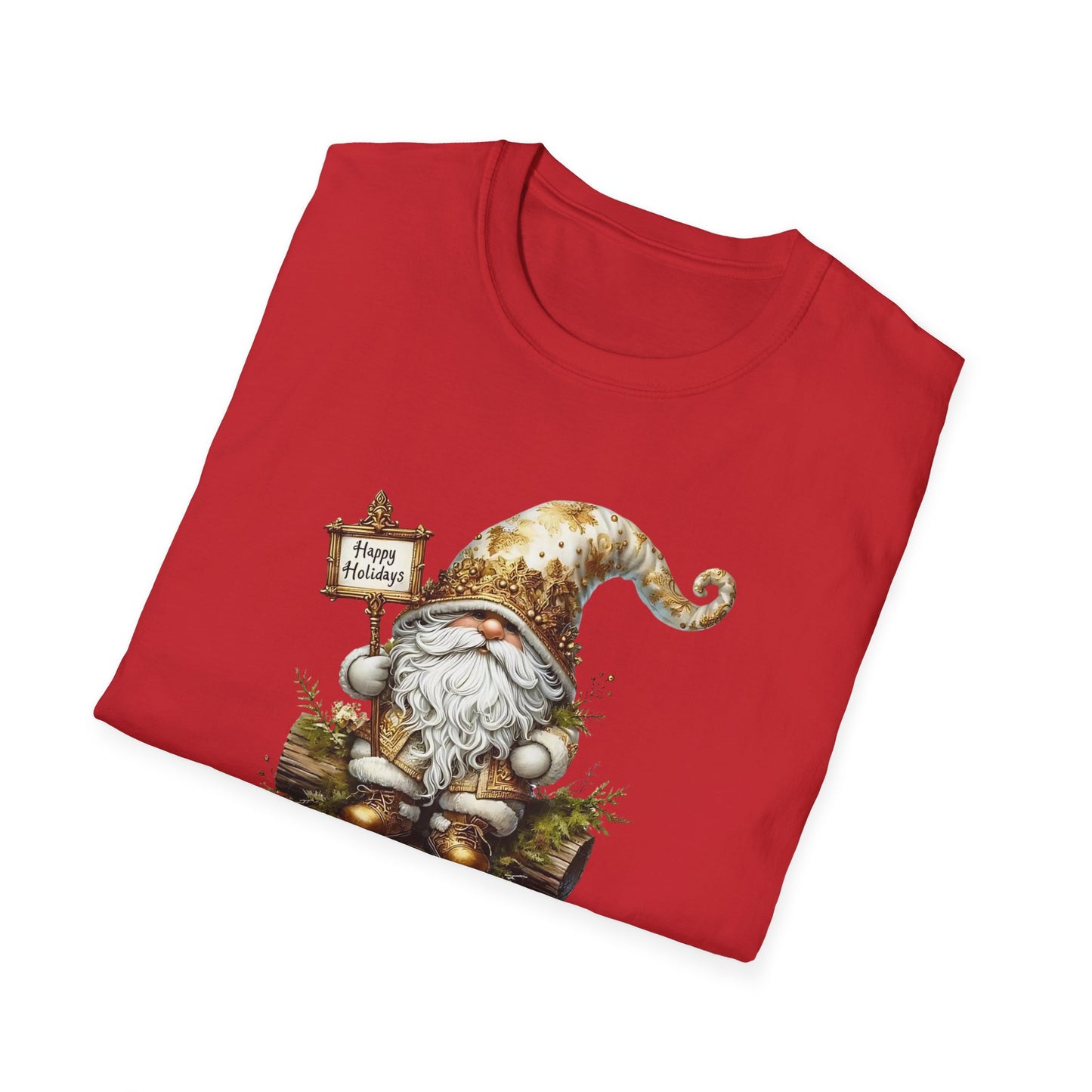 Happy Holidays (gnome) - Christmas- Unisex Softstyle T-Shirt