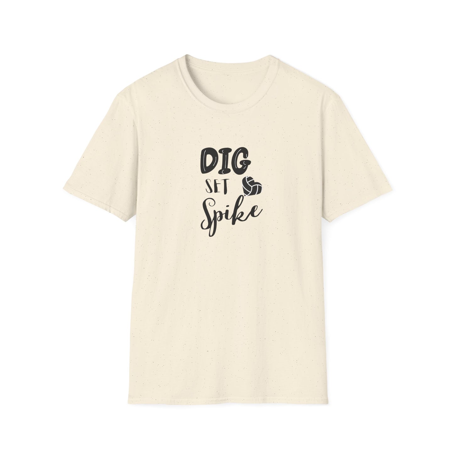 Dig Set Spike (heart ball) - Unisex Softstyle T-Shirt