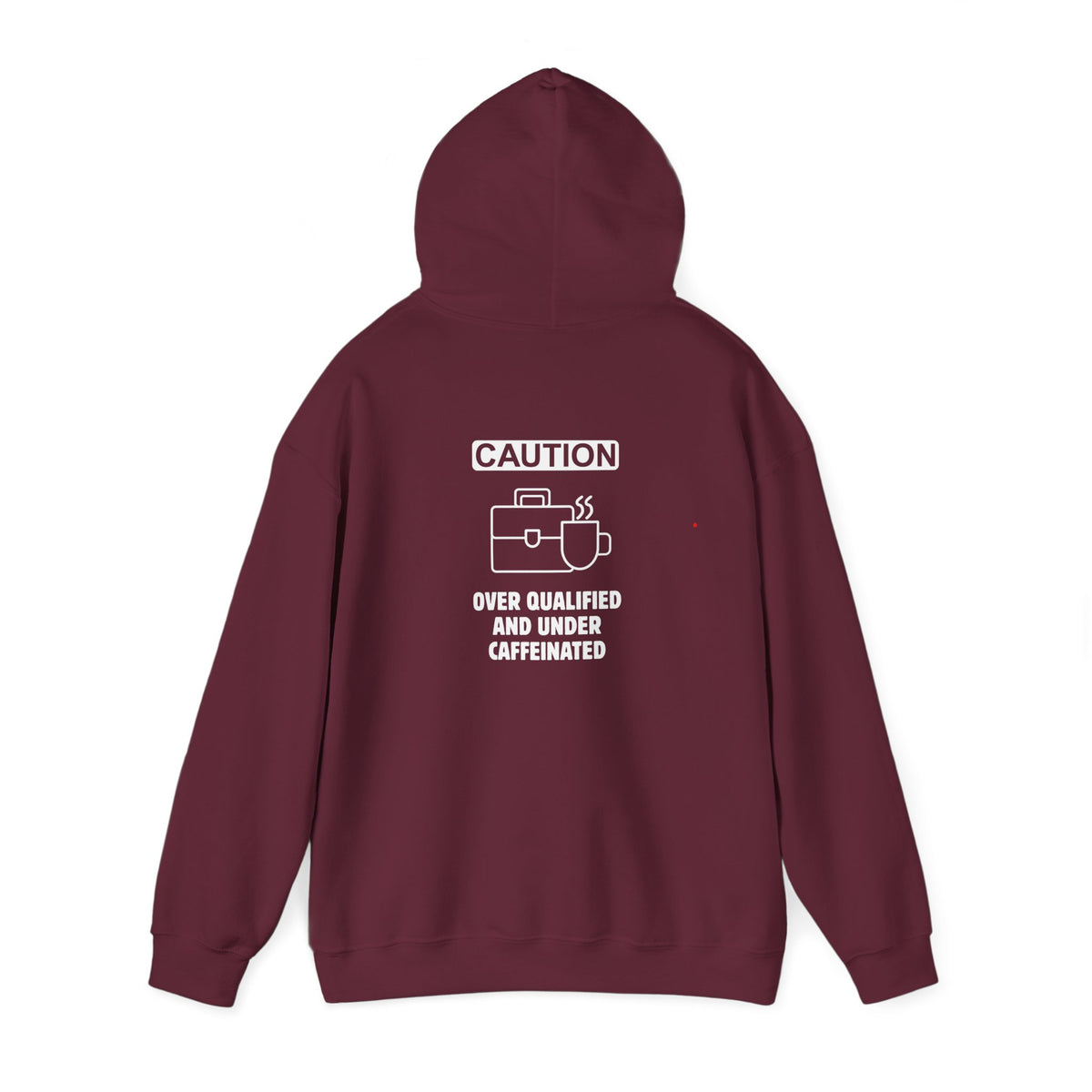 Over qualified, Under caffeinated (printed on back) - Modern Vibes - Unisex Heavy Blend™ Hooded Sweatshirt